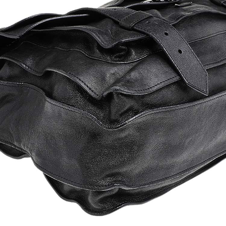 Pre Owned Proenza Schouler Black Leather Large PS1 Top Handle Bag