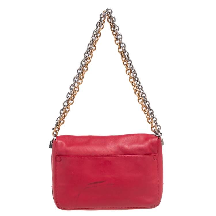 Pre Owned Proenza Schouler Red Leather  Ps Courier Shoulder Bag