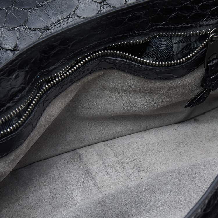 Pre Owned Proenza Schouler Black Python Leather Tiny PS1 Top Handle Bag
