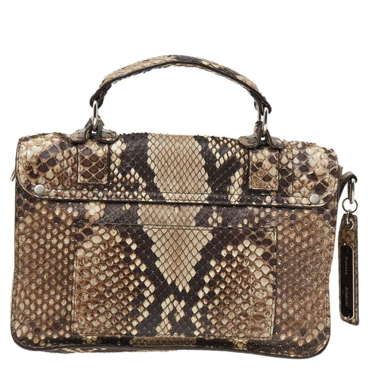 Pre Owned Proenza Schouler Beige/Brown Python Leather PS1 Tiny Python Top Handle Bag 