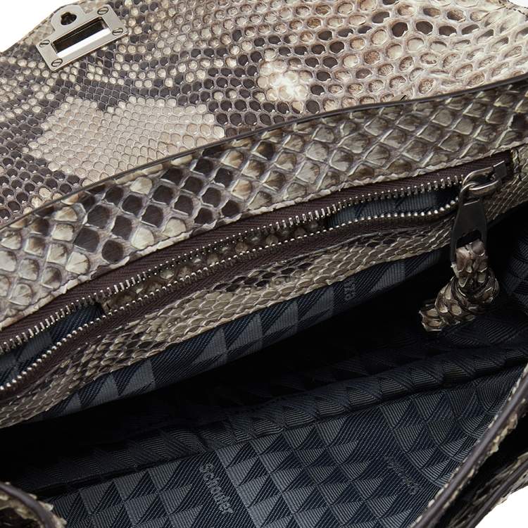 Pre Owned Proenza Schouler Beige/Brown Python Leather PS1 Tiny Python Top Handle Bag 