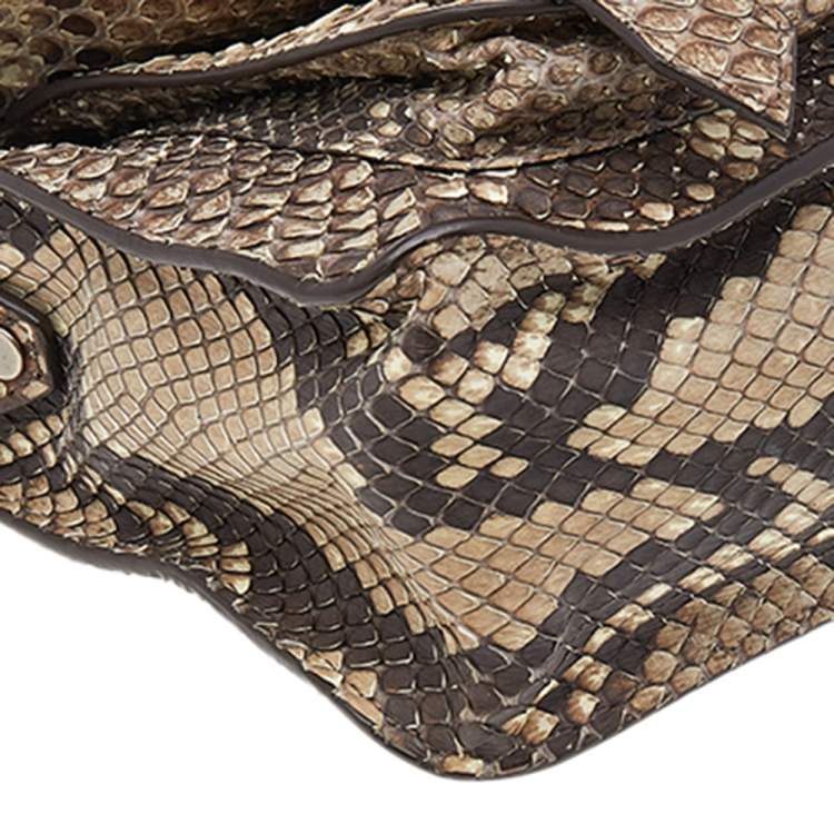 Pre Owned Proenza Schouler Beige/Brown Python Leather PS1 Tiny Python Top Handle Bag 