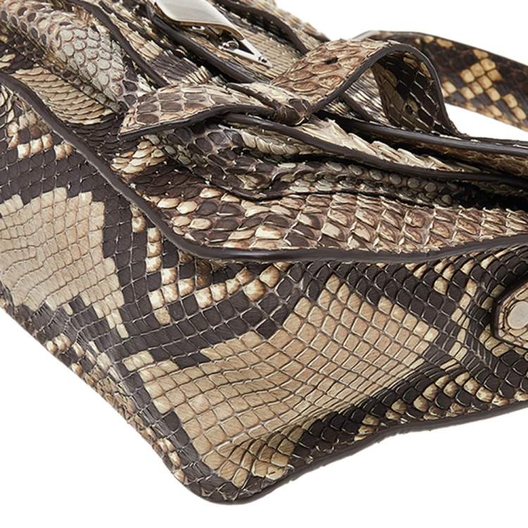 Pre Owned Proenza Schouler Beige/Brown Python Leather PS1 Tiny Python Top Handle Bag 