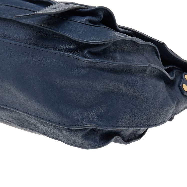 Pre Owned Proenza Schouler Blue Leather PS1 Top Handle Bag