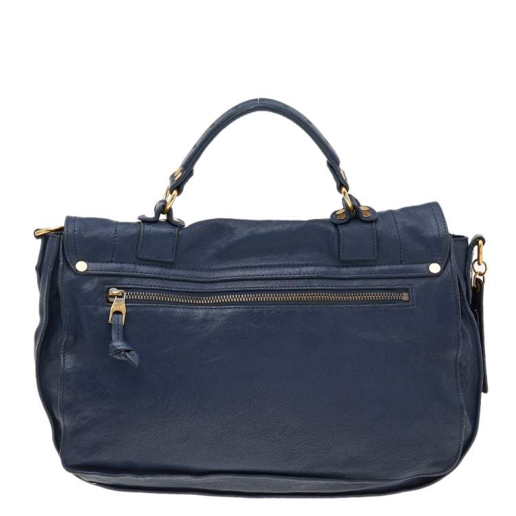 Pre Owned Proenza Schouler Blue Leather PS1 Top Handle Bag