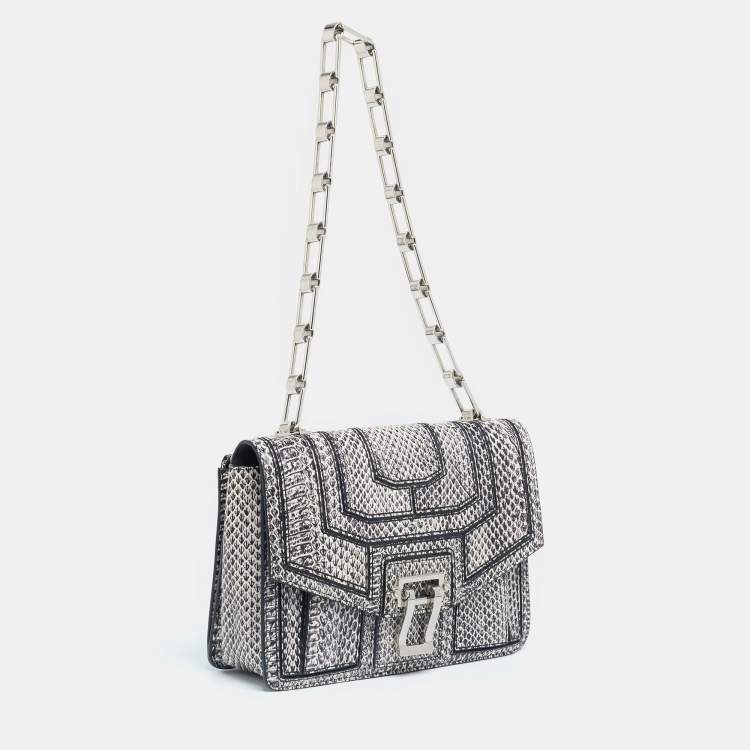 Pre Owned Proenza Schouler Black/White Python Hava Chain Bag