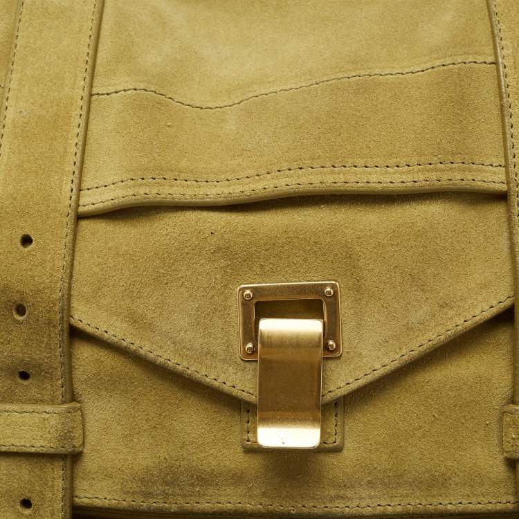 Pre Owned Proenza Schouler Green Suede PS1 Top Handle Bag