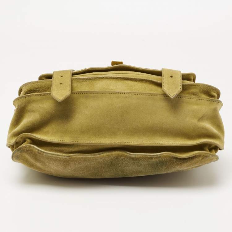 Pre Owned Proenza Schouler Green Suede PS1 Top Handle Bag