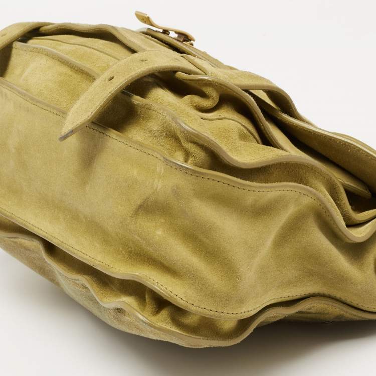 Pre Owned Proenza Schouler Green Suede PS1 Top Handle Bag
