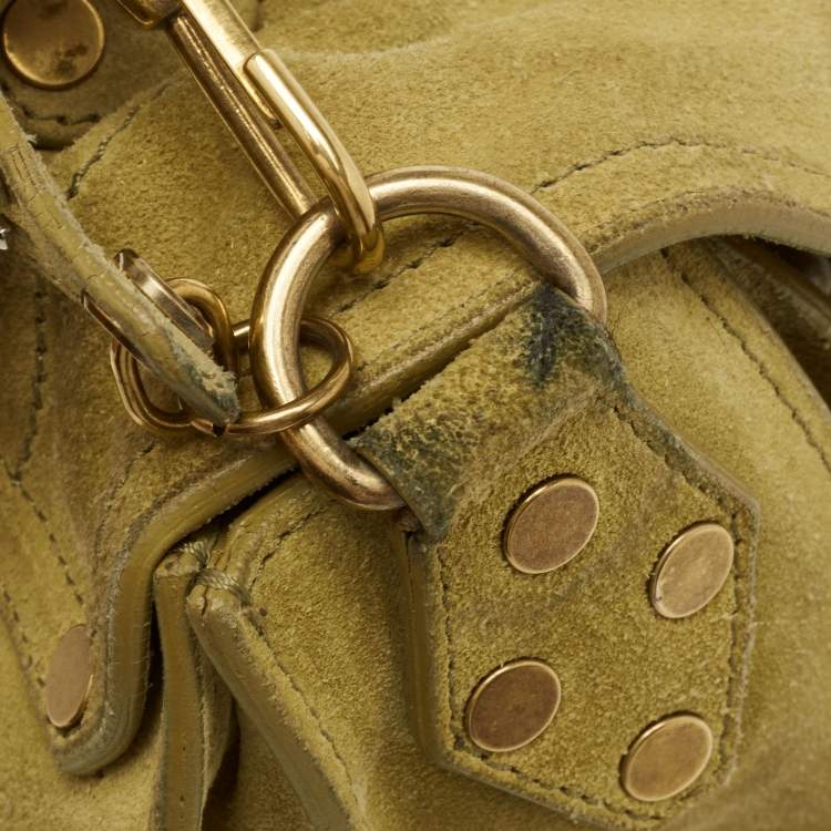 Pre Owned Proenza Schouler Green Suede PS1 Top Handle Bag