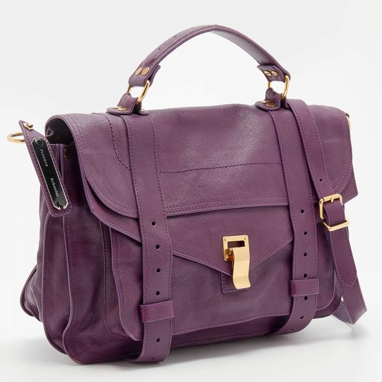 Pre Owned Proenza Schouler Purple Leather Medium PS1 Top Handle Bag