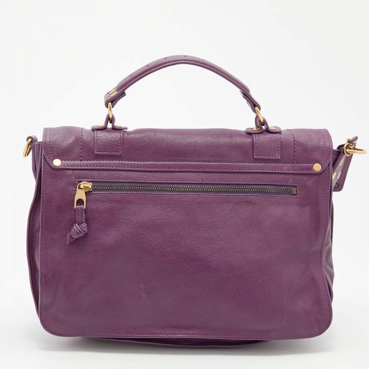 Pre Owned Proenza Schouler Purple Leather Medium PS1 Top Handle Bag