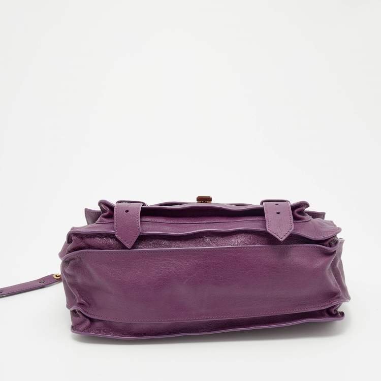Pre Owned Proenza Schouler Purple Leather Medium PS1 Top Handle Bag