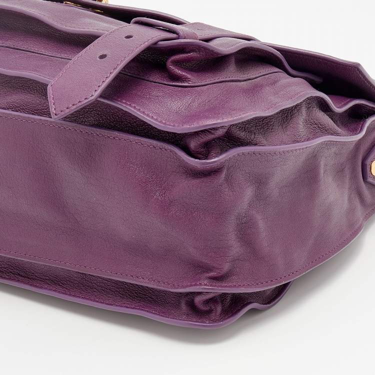 Pre Owned Proenza Schouler Purple Leather Medium PS1 Top Handle Bag