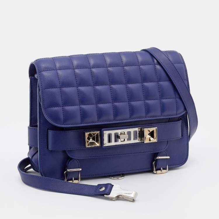 Pre Owned Proenza Schouler Blue Quilted Leather BG 111th Anniversary PS11 Shoulder Bag