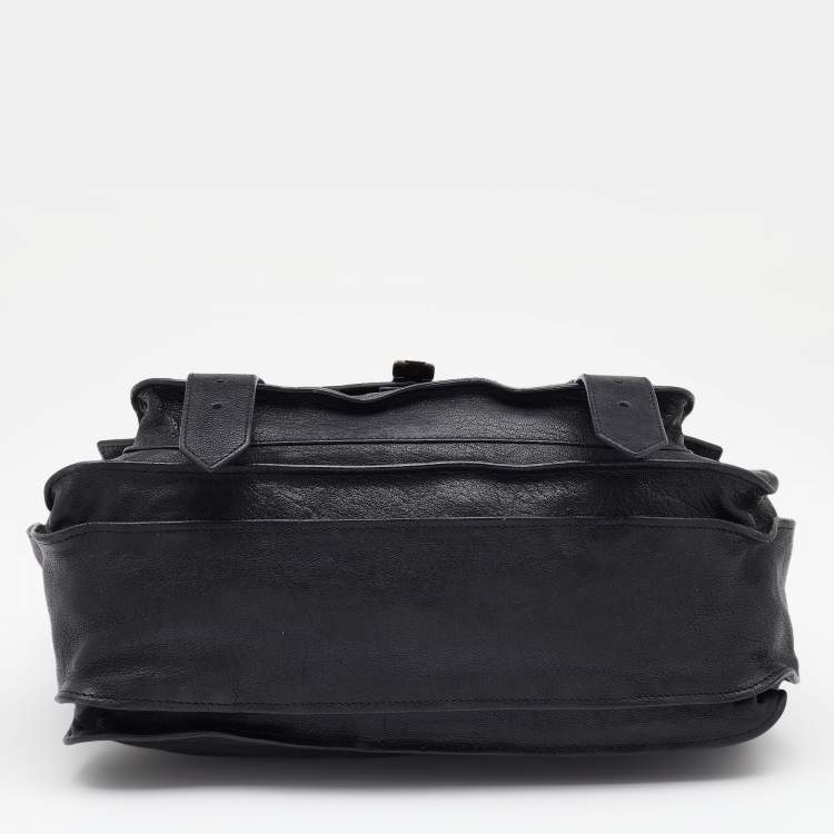 Pre Owned Proenza Schouler Black Leather Medium PS1 Top Handle Bag 