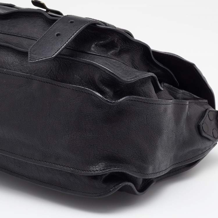 Pre Owned Proenza Schouler Black Leather Medium PS1 Top Handle Bag 