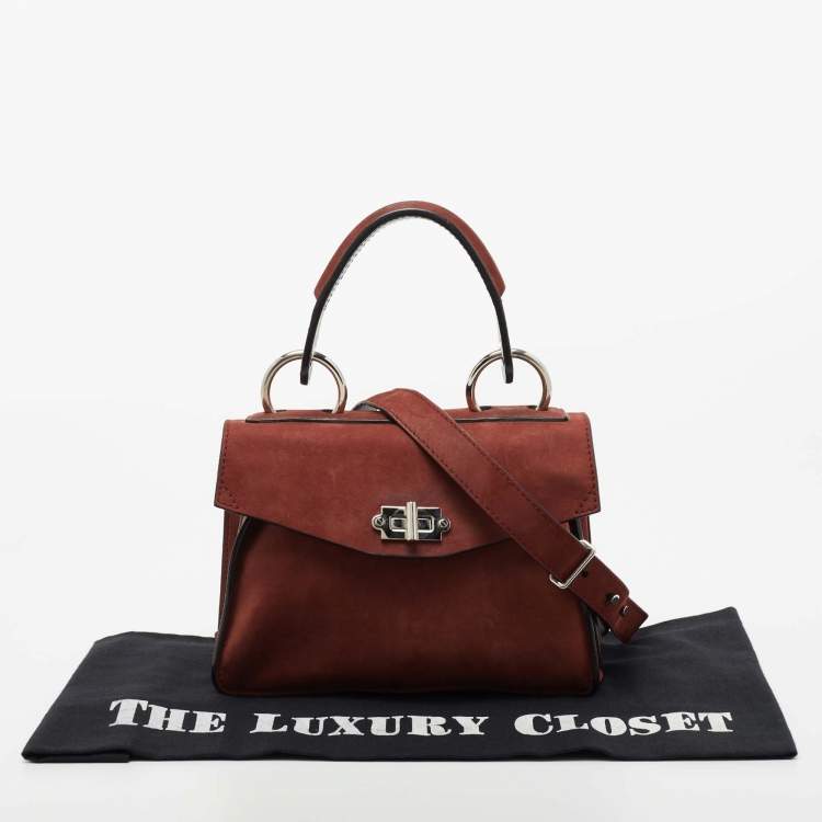 Pre Owned Proenza Schouler Brown Suede and Leather Small Hava Top Handle Bag
