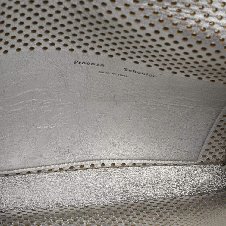 Pre Owned Proenza Schouler White Perforated Leather Lunch Clutch