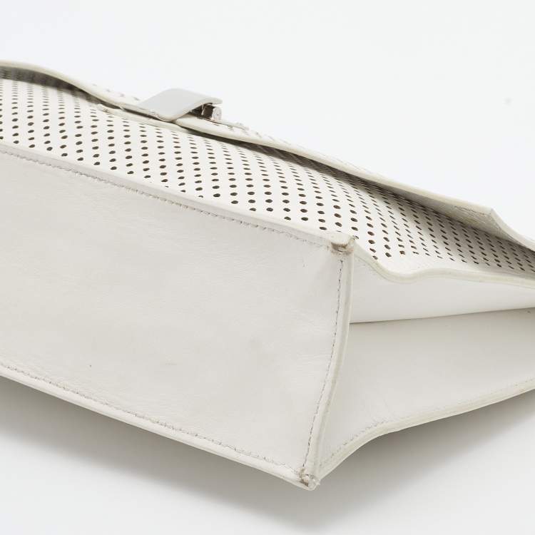 Pre Owned Proenza Schouler White Perforated Leather Lunch Clutch