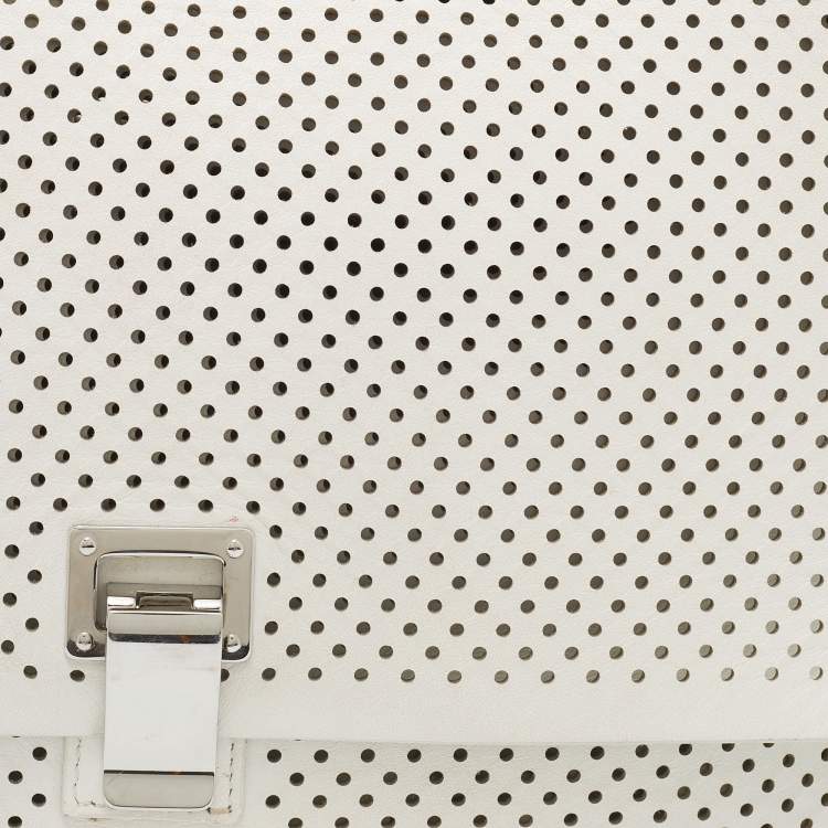 Pre Owned Proenza Schouler White Perforated Leather Lunch Clutch