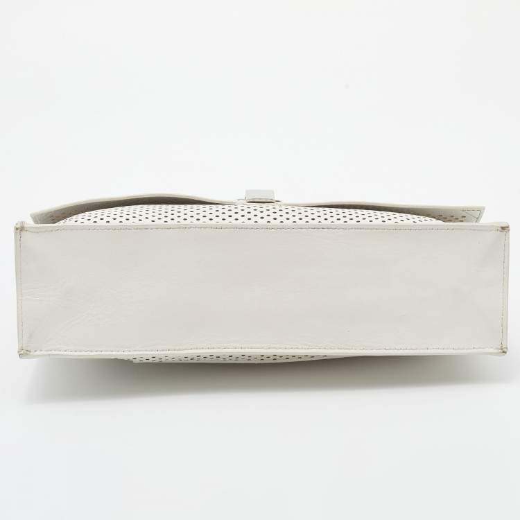 Pre Owned Proenza Schouler White Perforated Leather Lunch Clutch