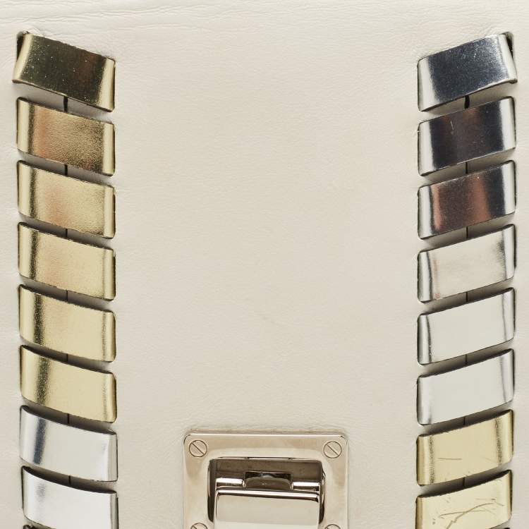 Pre Owned Proenza Schouler White/Metallic Leather Clutch