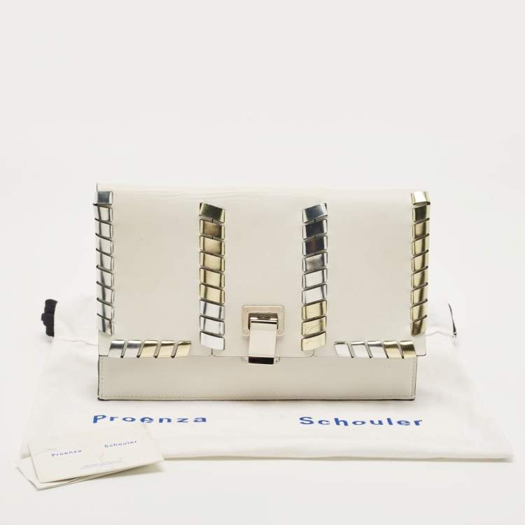 Pre Owned Proenza Schouler White/Metallic Leather Clutch
