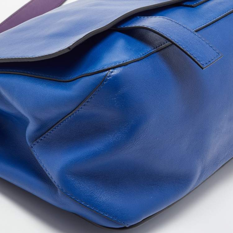 Pre Owned Proenza Schouler Blue/Purple  Leather PS Courier Shoulder Bag