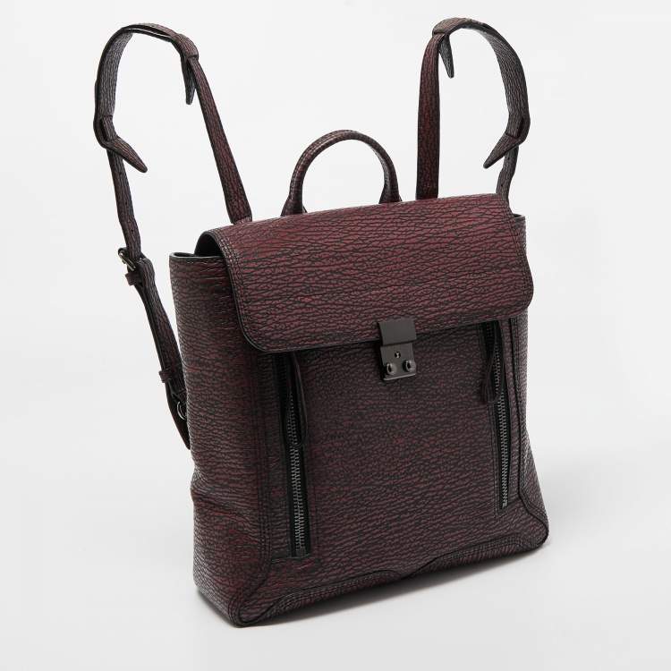 Pre Owned 3.1 Phillip Lim Burgundy/Black Textured Leather Pashli Backpack