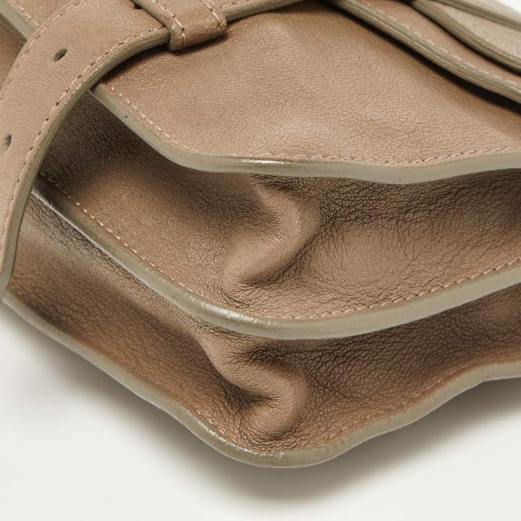 Pre Owned Proenza Schouler Beige Leather Flap PS1 Clutch