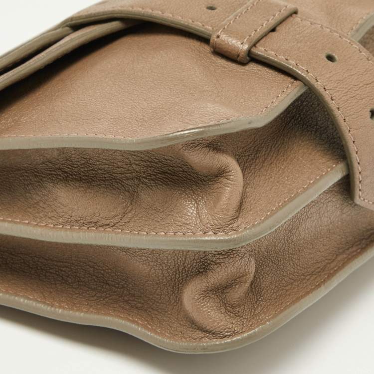 Pre Owned Proenza Schouler Beige Leather Flap PS1 Clutch