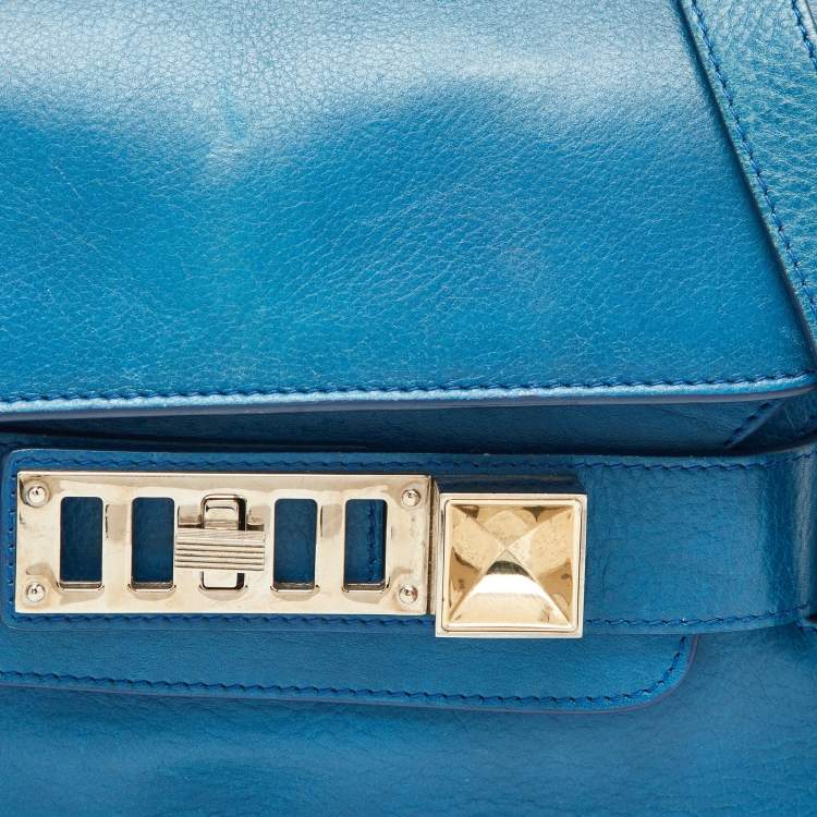 Pre Owned Proenza Schouler Blue Leather Mini Classic PS11 Shoulder Bag