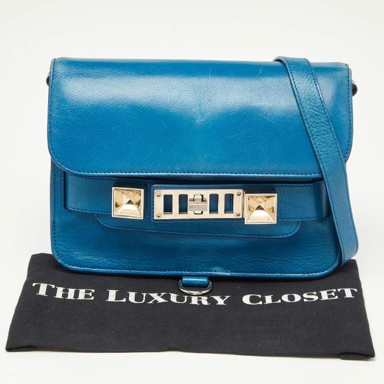 Pre Owned Proenza Schouler Blue Leather Mini Classic PS11 Shoulder Bag