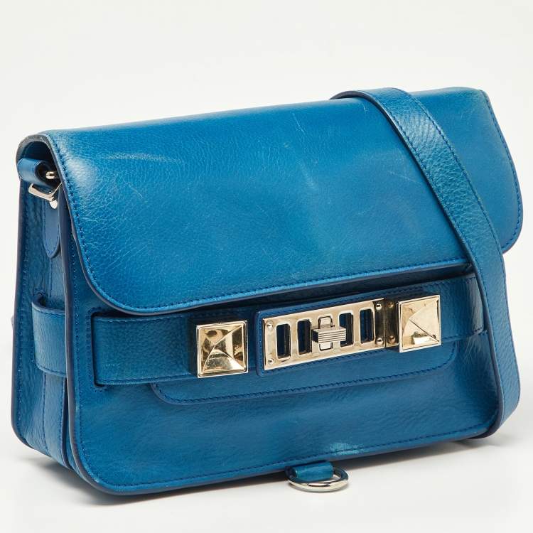 Pre Owned Proenza Schouler Blue Leather Mini Classic PS11 Shoulder Bag