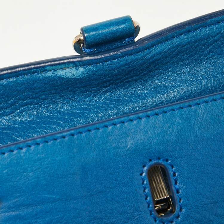 Pre Owned Proenza Schouler Blue Leather Mini Classic PS11 Shoulder Bag