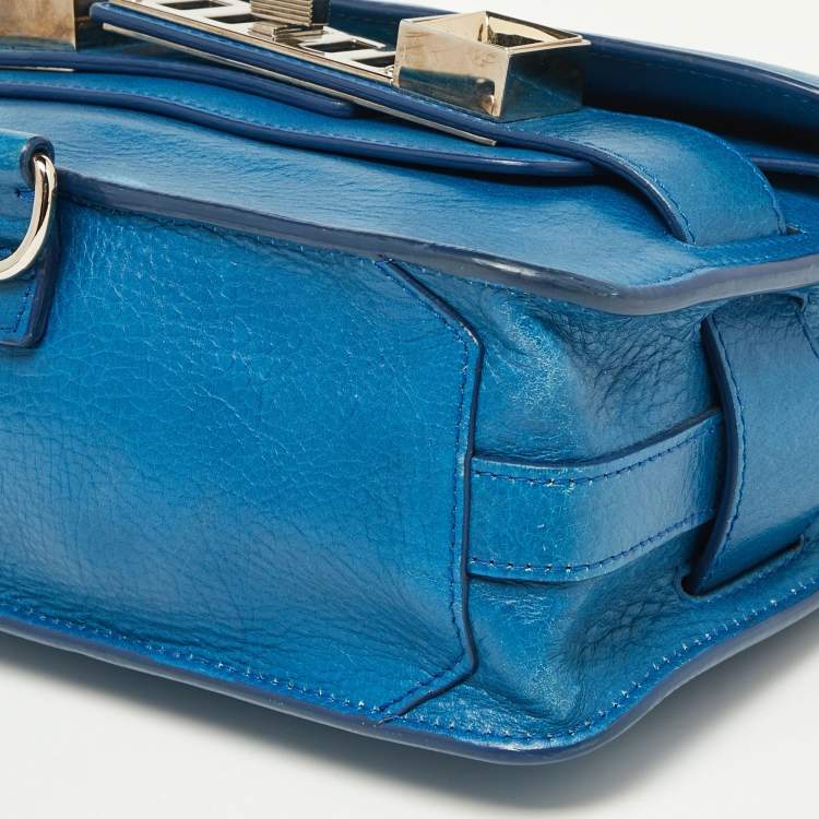 Pre Owned Proenza Schouler Blue Leather Mini Classic PS11 Shoulder Bag