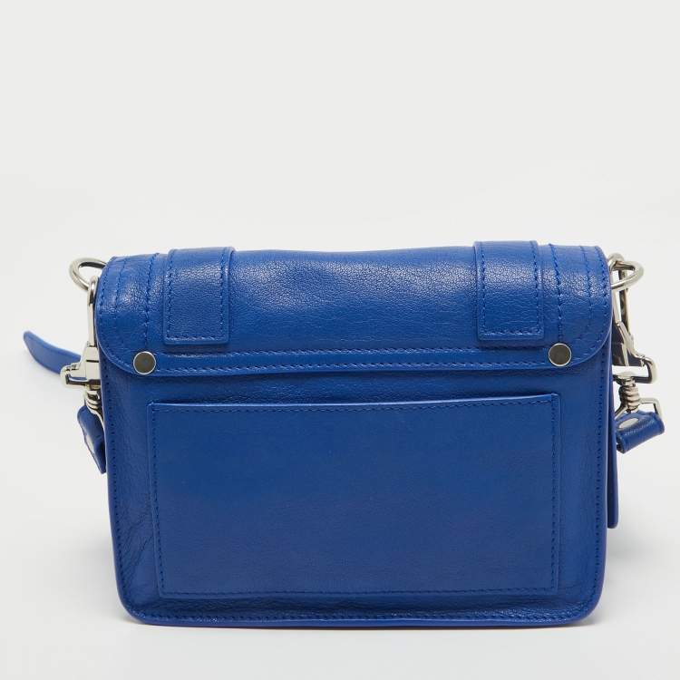 Pre Owned Proenza Schouler Blue Leather Mini PS1 Crossbody Bag