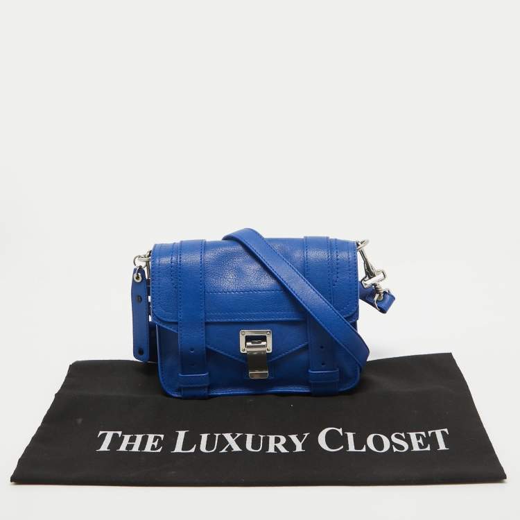 Pre Owned Proenza Schouler Blue Leather Mini PS1 Crossbody Bag