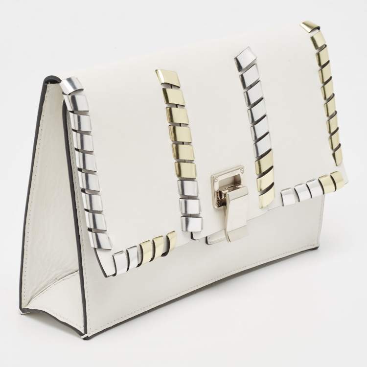 Pre Owned Proenza Schouler White/Metallic Leather Clutch