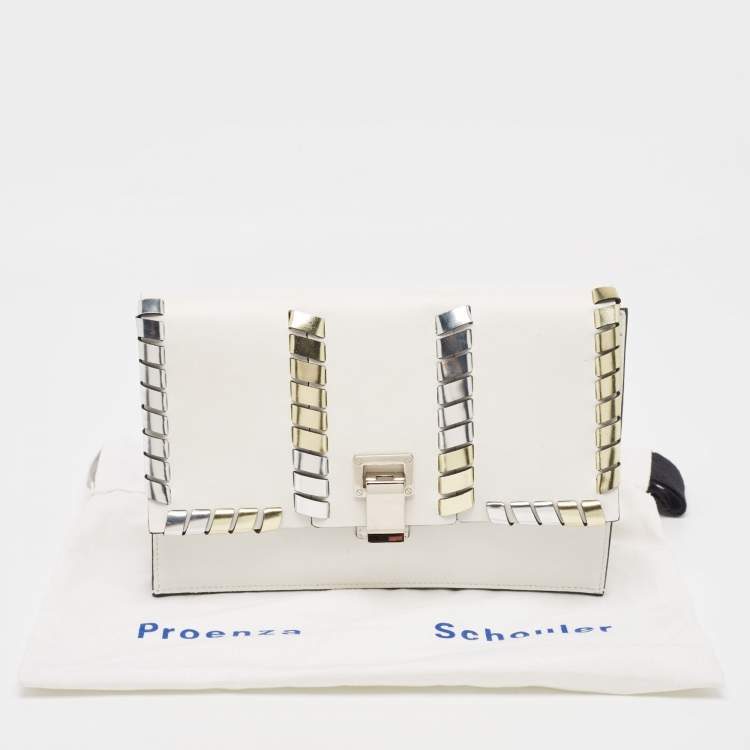Pre Owned Proenza Schouler White/Metallic Leather Clutch