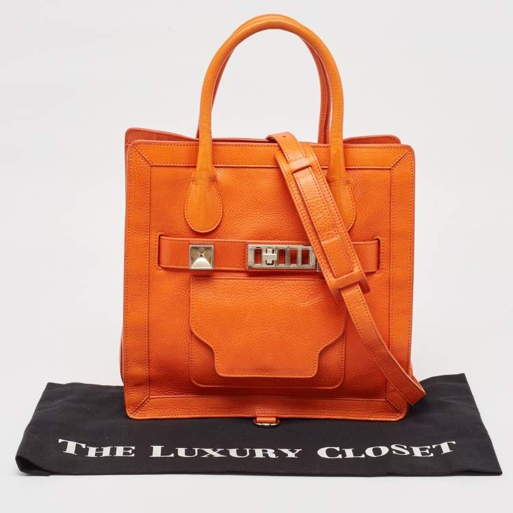 Pre Owned Proenza Schouler Orange Leather PS11 Tote