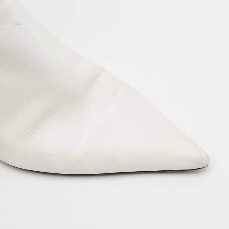 Pre Owned Proenza Schouler White Leather Ankle Length Boots Size 38