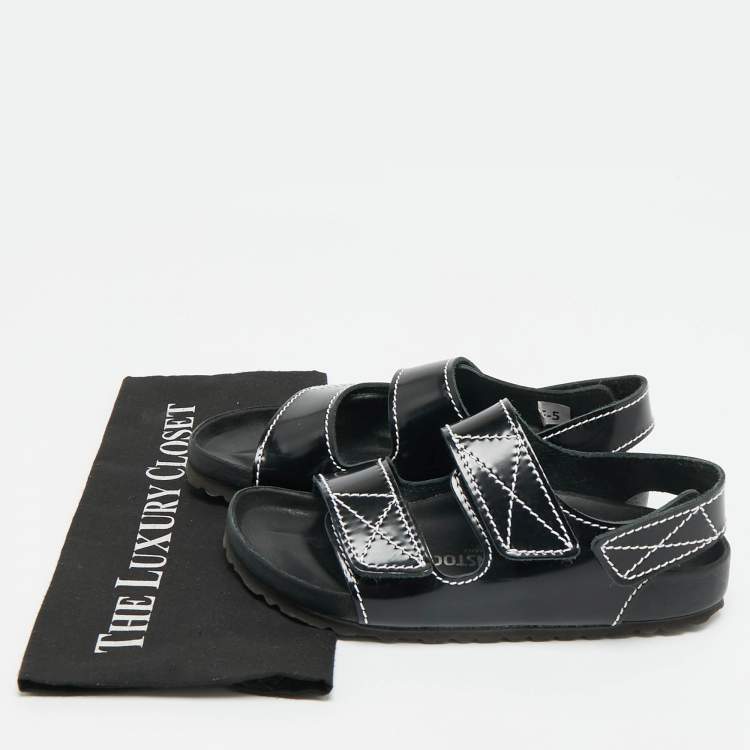 Pre Owned Proenza Schouler x Birkinstock Size 38 Black Leather Flat Slingback Sandals