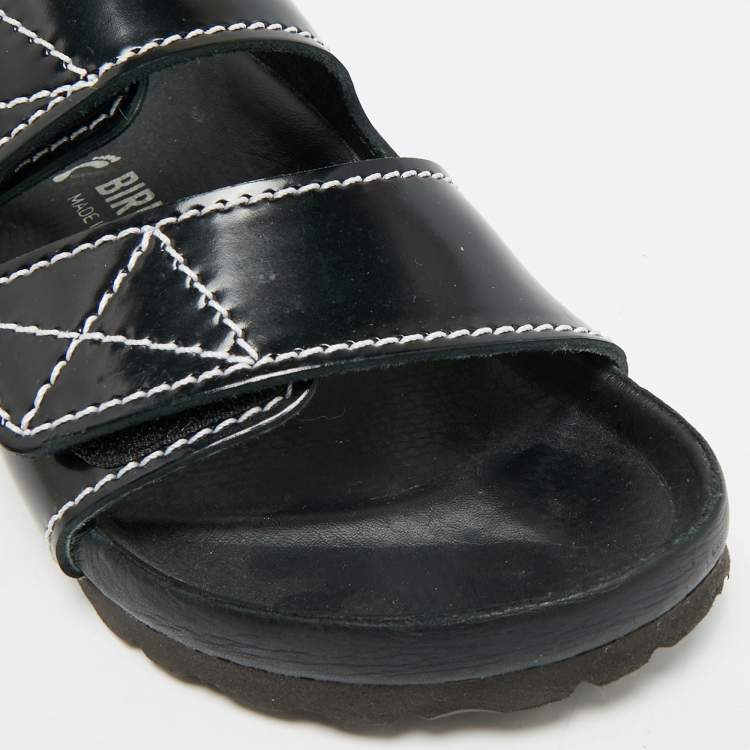 Pre Owned Proenza Schouler x Birkinstock Size 38 Black Leather Flat Slingback Sandals