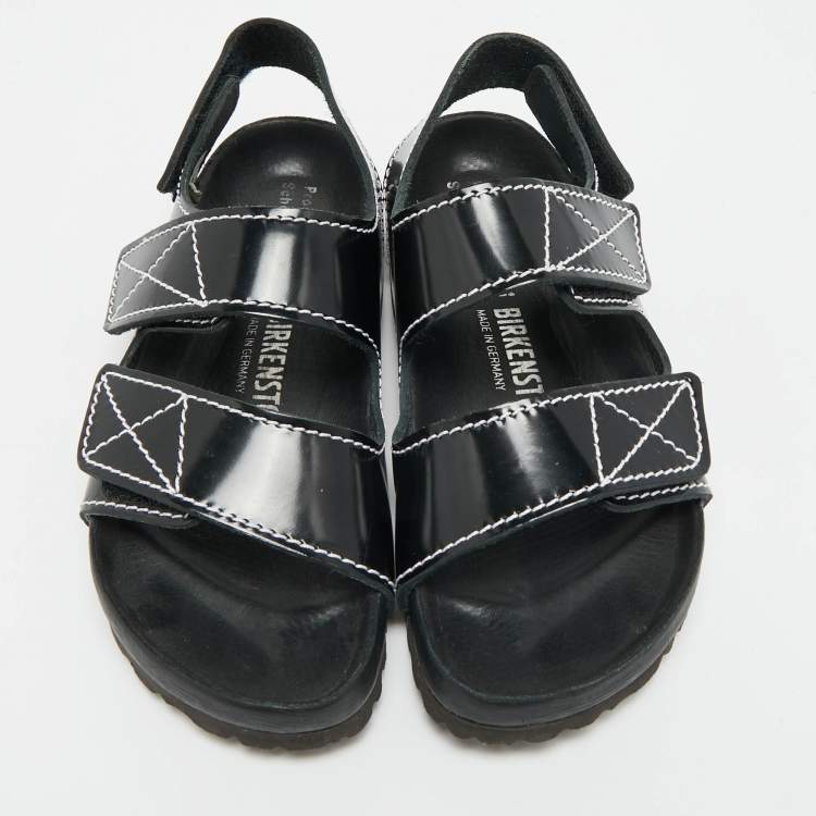 Pre Owned Proenza Schouler x Birkinstock Size 38 Black Leather Flat Slingback Sandals
