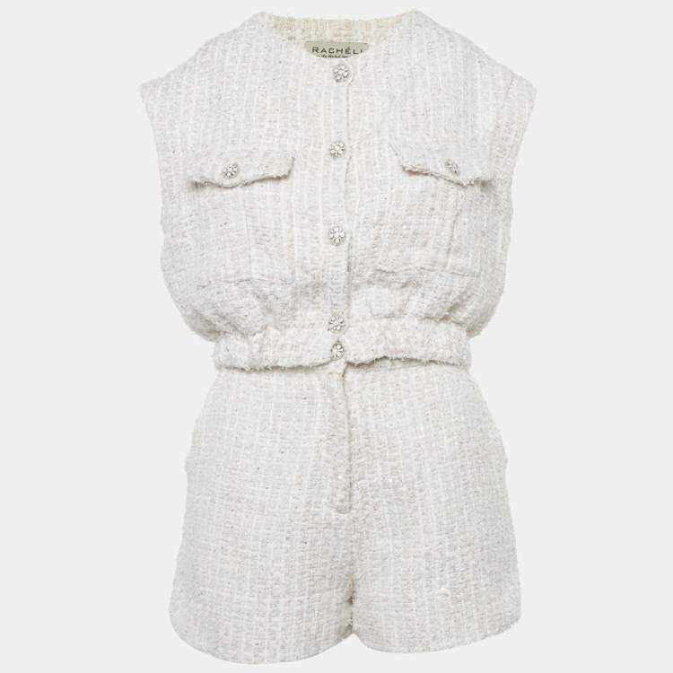 Pre Owned Racheli Pink Tweed Jacket and Shorts Set S/M