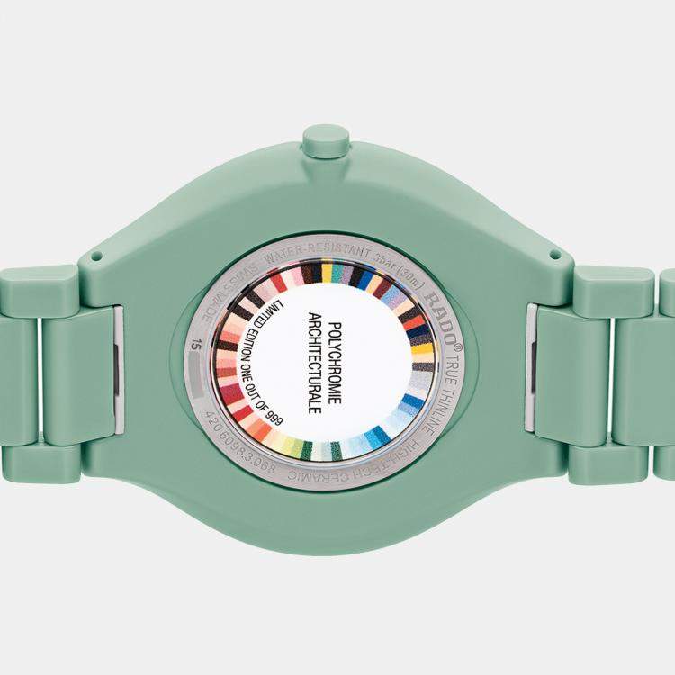Pre Owned Rado English Green HIgh-Tech Ceramic True R27096662 Women's Wristwatch 39 mm 