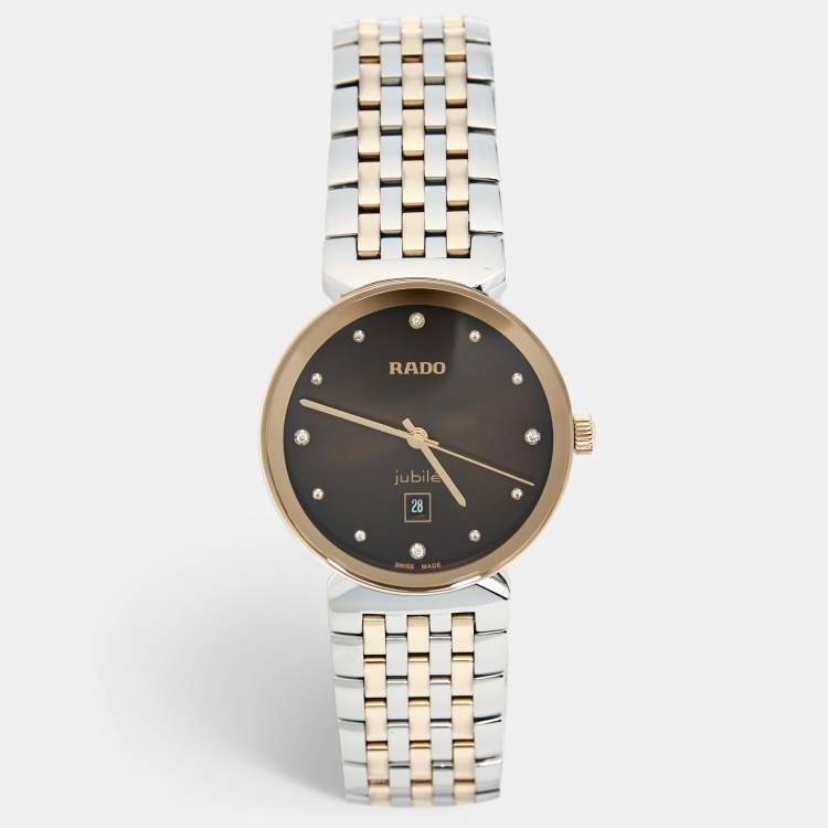 Pre Owned Rado Brown Diamond Two-Tone Stainless Steel Florence R48913763 Women's Wristwatch 30 mm