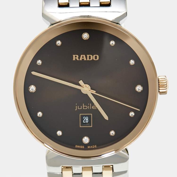 Pre Owned Rado Brown Diamond Two-Tone Stainless Steel Florence R48913763 Women's Wristwatch 30 mm